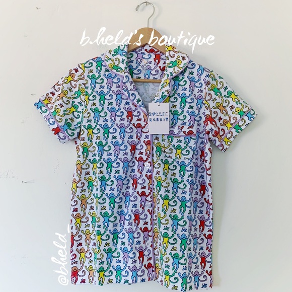 Roller Rabbit Disco Monkey Polo Pajamas in Rainbow Size X-Small XS New NWT - Picture 2 of 16